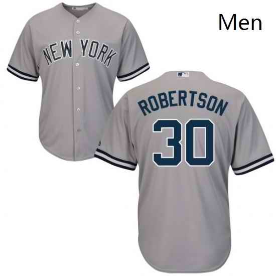 Mens Majestic New York Yankees 30 David Robertson Replica Grey Road MLB Jersey
